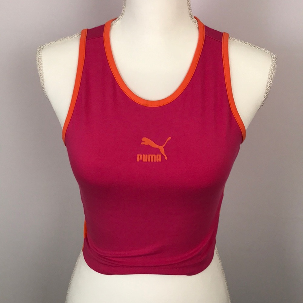 Puma tank top midriff pink Accented w orange XS